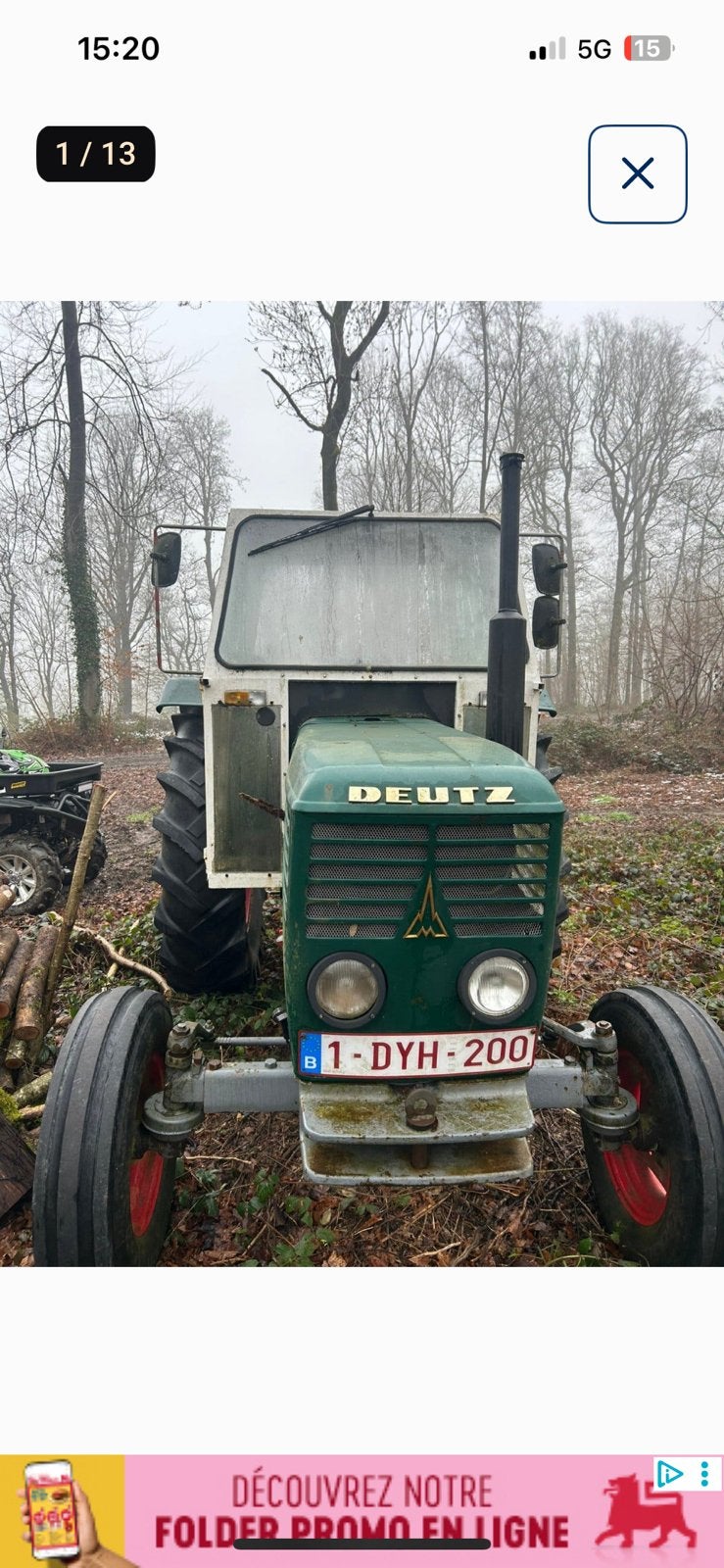 Tracteur deutz, Enlèvement