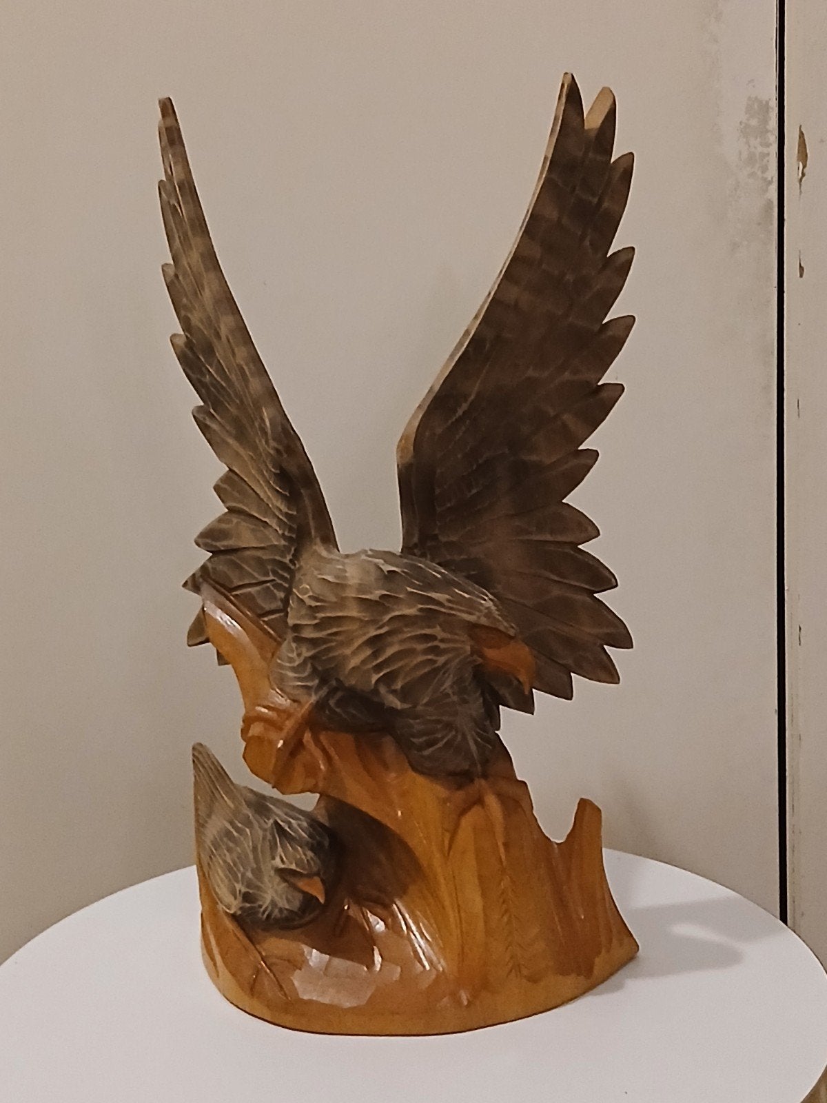 Sculpture vintage en bois sculpté Aigle & Faisan - URSS, Bois, Enlèvement ou Envoi, Brun, 20 - 50 cm