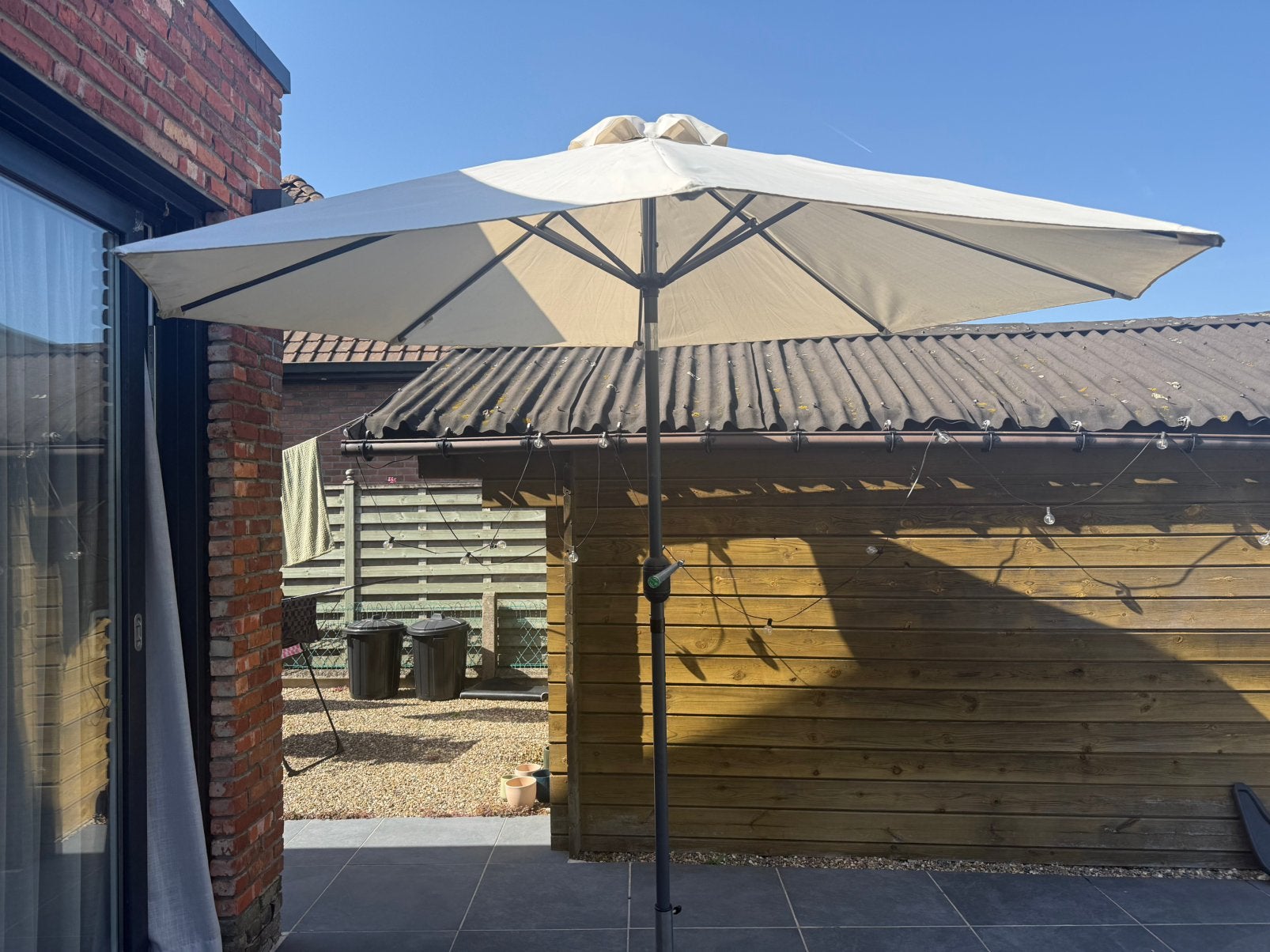 Parasol + voet, Jardin & Terrasse, Parasols, Enlèvement, Comme neuf