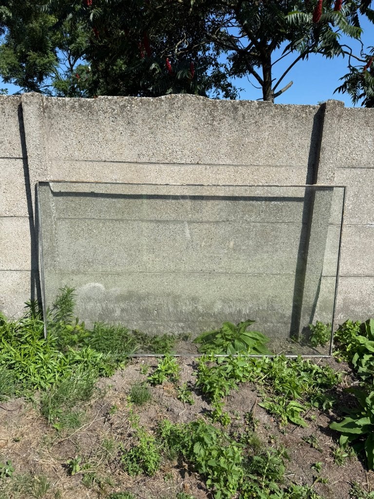 2 grote ramen met dubbel glas - gratis, Doe-het-zelf en Bouw, Ophalen, Gebruikt, 120 tot 160 cm, Glasplaat