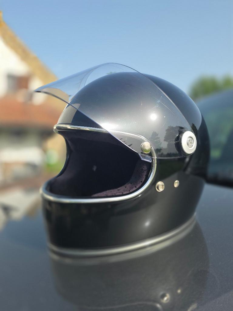 Casque rétro Biltwell Gringo S - Noir brillant - Taille S, Autres marques, Seconde main, Casque intégral, Enlèvement