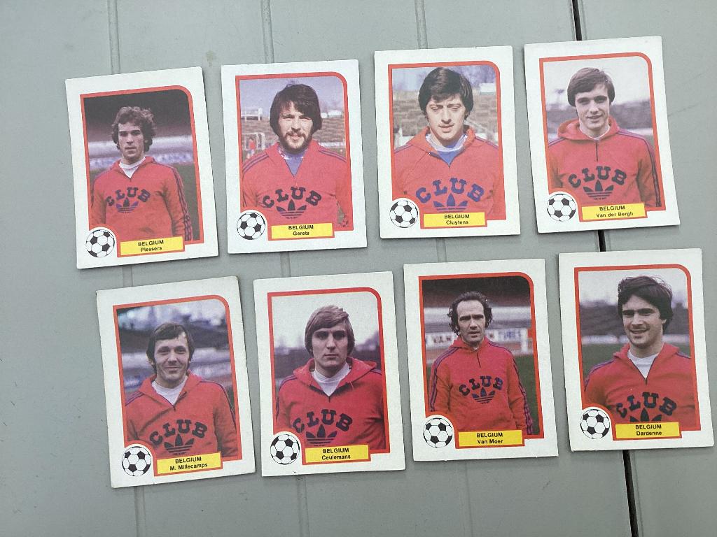 8 chromos prenten Monty gum Eurocup 1980 Rode duivels, Verzamelen, Ophalen of Verzenden, Gebruikt