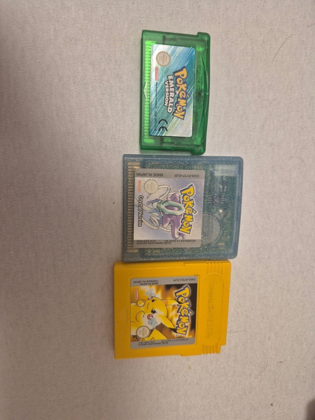 cristal Pokémon+émeraude+jaune 200 euros, Enlèvement