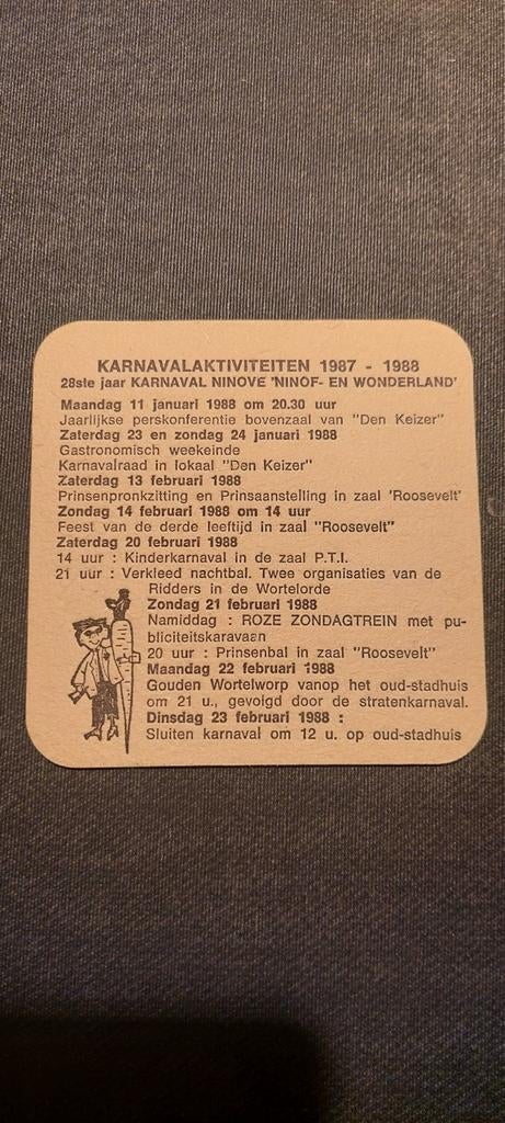 Bierviltje witkap/carnaval ninove, Ophalen