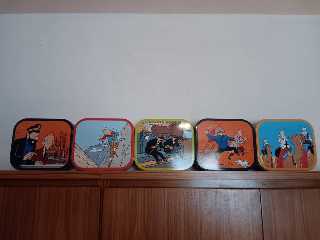 5 blikken dozen Kuifje, Ophalen of Verzenden