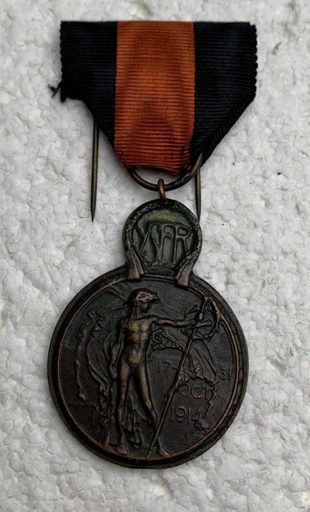 Medaille, De YZER medaille (17 - 30 Okt 1914). WOI, Enlèvement ou Envoi, Armée de terre, Ruban, Médaille ou Ailes