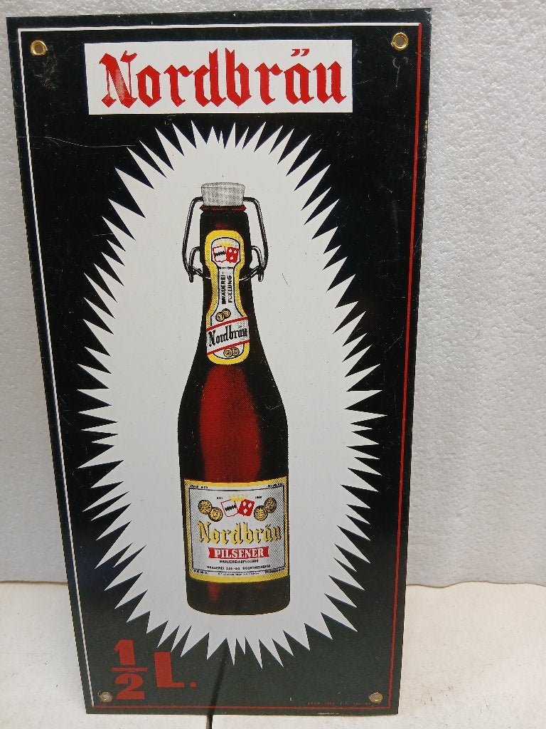 Reclamebord voor bier uit 1962, Ophalen of Verzenden, Zo goed als nieuw, Reclamebord, Plaat of Schild