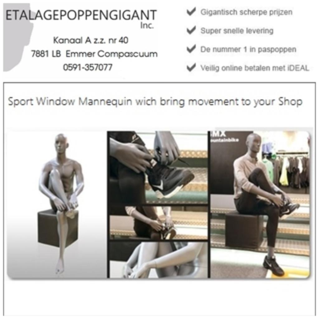 Etalagepop / Mannequin in Veterstrik Houding Nieuw! EPG, Neuf, Enlèvement ou Envoi, Autres couleurs, ETALAGEPOPPENGIGANT.NL