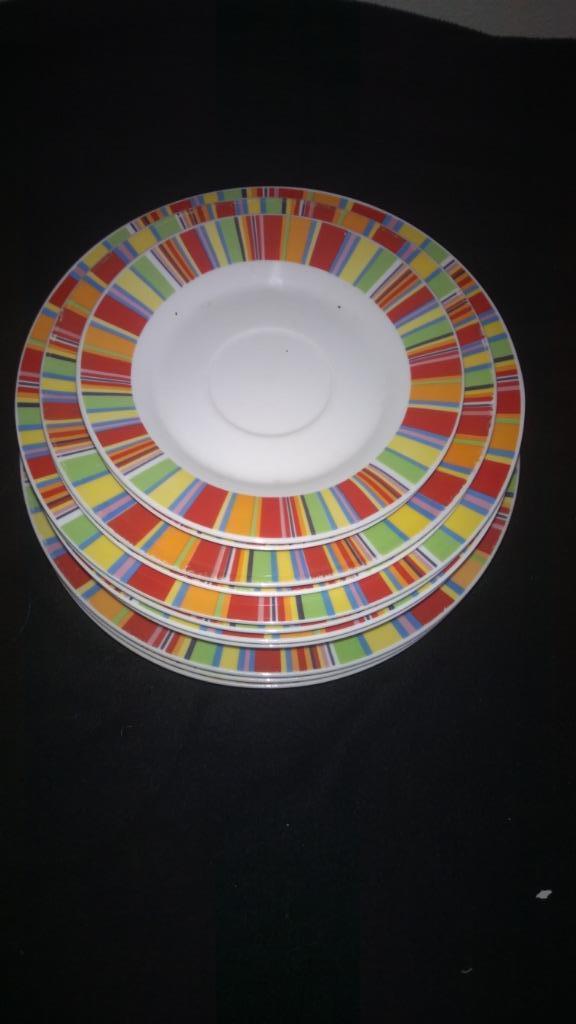 Vintage  :Regenboog borden + dinner borden - gemerkt, Ophalen of Verzenden