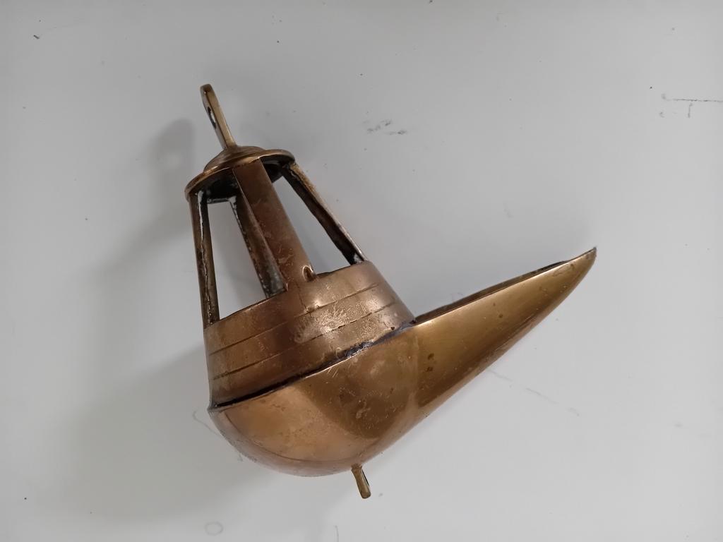 Oude vergulde bronzen olielamp, Ophalen of Verzenden