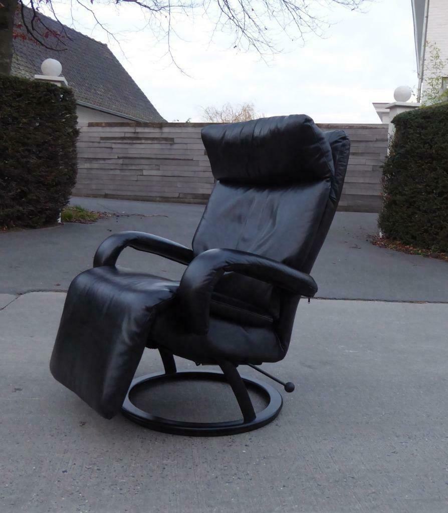 LAFER BRAZILIE LEDEREN RELAX ZETEL ZWART LEDER VINTAGE, Huis en Inrichting, Ophalen, Zo goed als nieuw