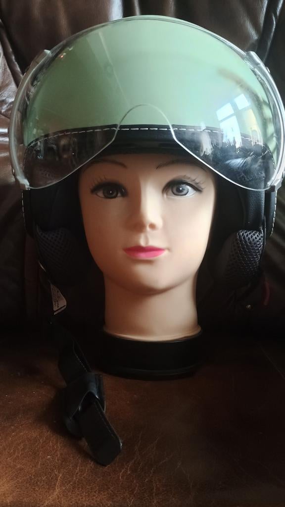 Vespa-helm, motorfiets, scooter, maat S, pistachegroene kleu, Ophalen of Verzenden, S