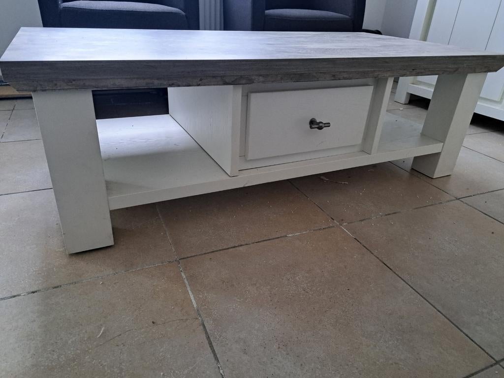 Mooie, stevige designsalontafel (Sepia), Ophalen, 100 tot 150 cm, 50 tot 100 cm, Zo goed als nieuw
