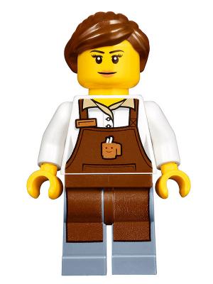 Lego figuur hol091 Winter Holiday Train Station Barista/F1-2, Ophalen of Verzenden, Zo goed als nieuw, Losse stenen, Lego