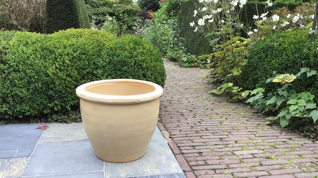 Geglazuurde aardewerk pot, Ophalen, Rond, Zo goed als nieuw, Balkon