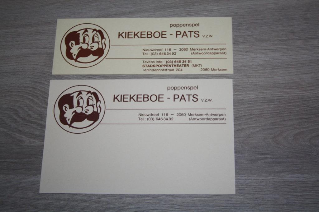 set v 2 Originele visite kaartjes , Kiekeboe-Pats poppenspel, Ophalen of Verzenden, Overige figuren, Nieuw, Overige typen