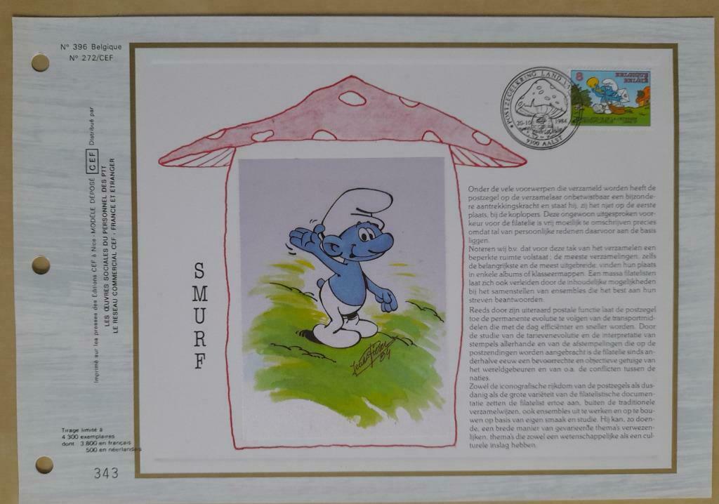 Année 1984 : Carte souvenir fdc soie - 2150 : Smurfen / Scht, Postzegels en Munten, Ophalen of Verzenden