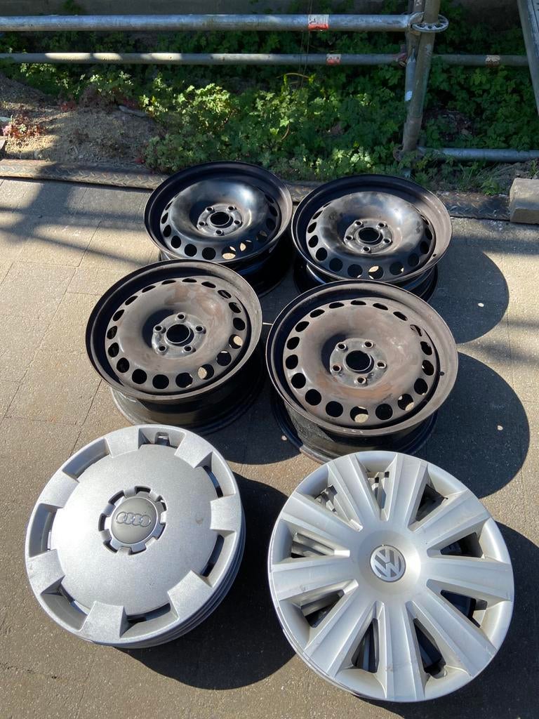 Set v 4 16 duim inch stalen wielen 5x112 VW Audi Skoda Seat, Ophalen, Winterbanden