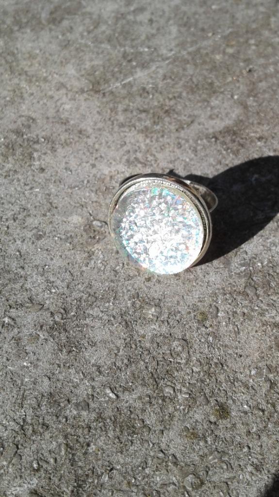 Nieuwe glanzend zilveren ronde cabochon ring, Ophalen of Verzenden, Nieuw, Zilver, Zilver