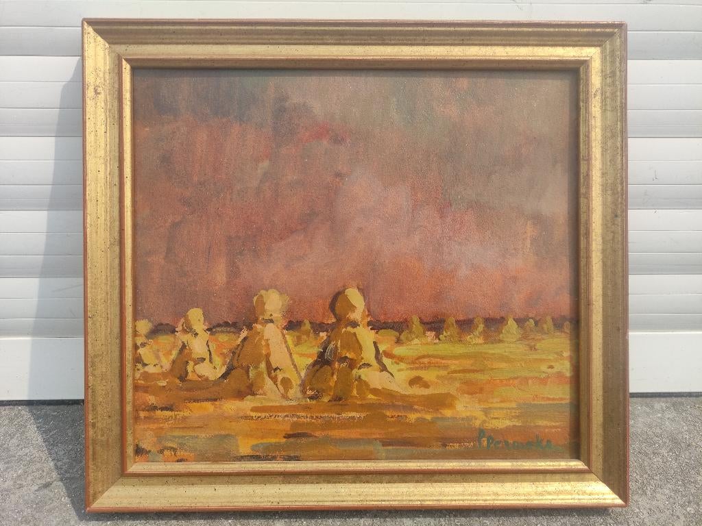Huile sur panneau les meules de Foin signe Paul permeke, Antiek en Kunst, Ophalen of Verzenden