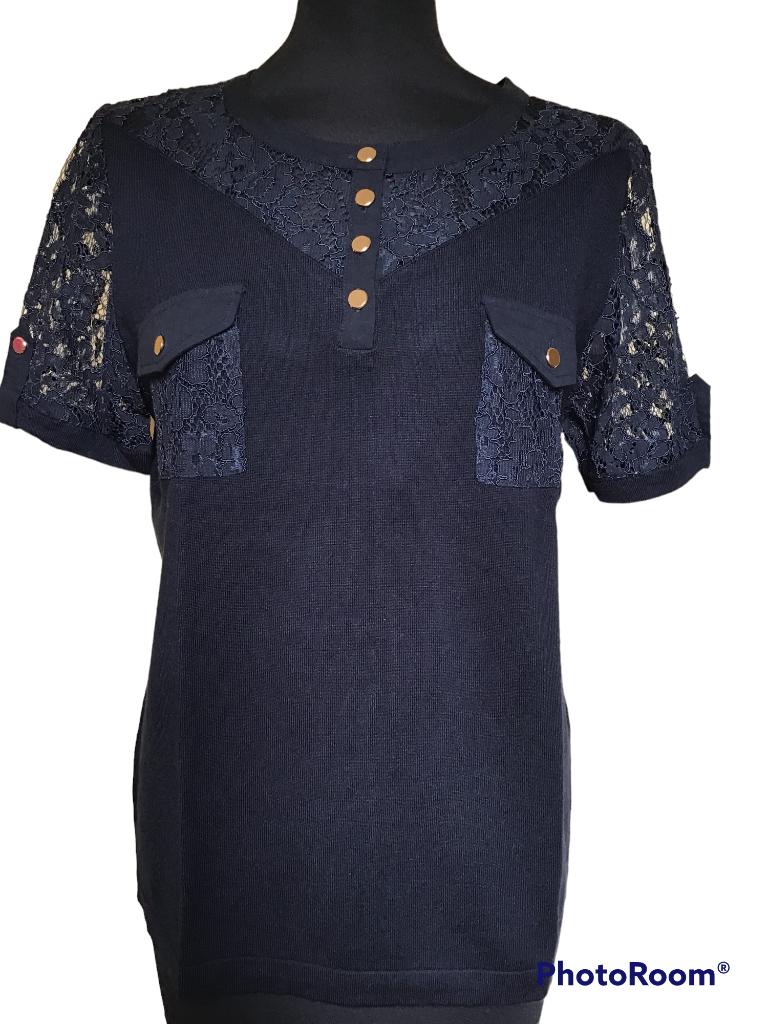 Blauw truitje Léo Guy mt 44, Taille 42/44 (L), Manches courtes, Enlèvement ou Envoi, Comme neuf