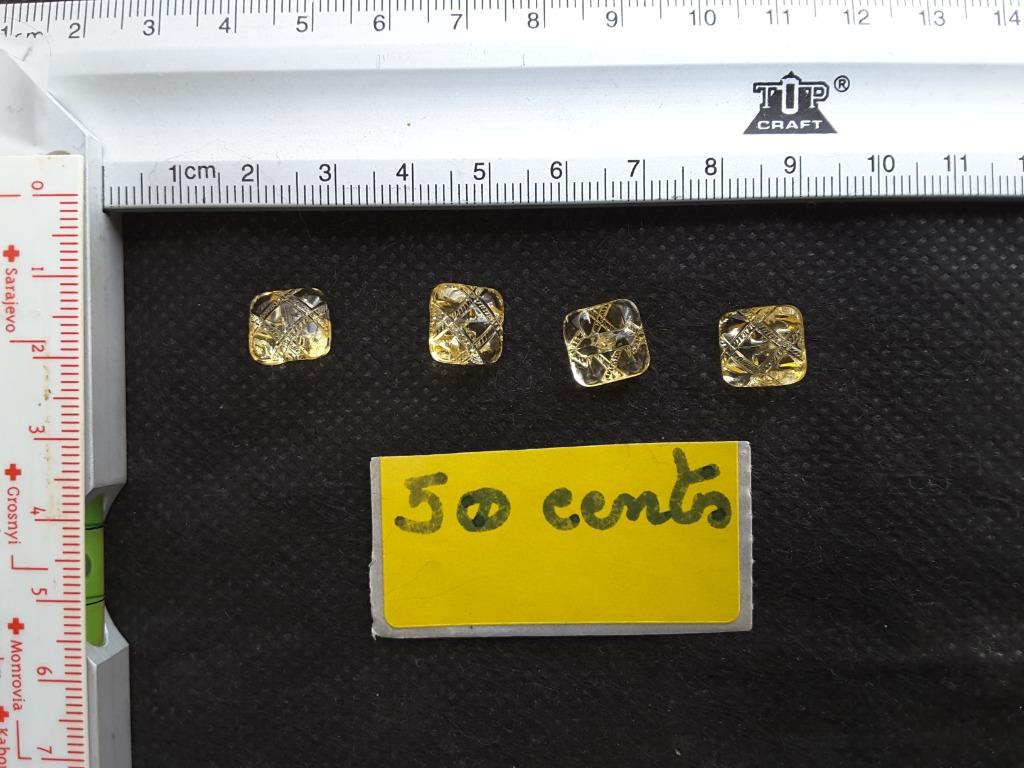 lot de 4 boutons carré 10 mm transparent B104, Enlèvement ou Envoi, Neuf