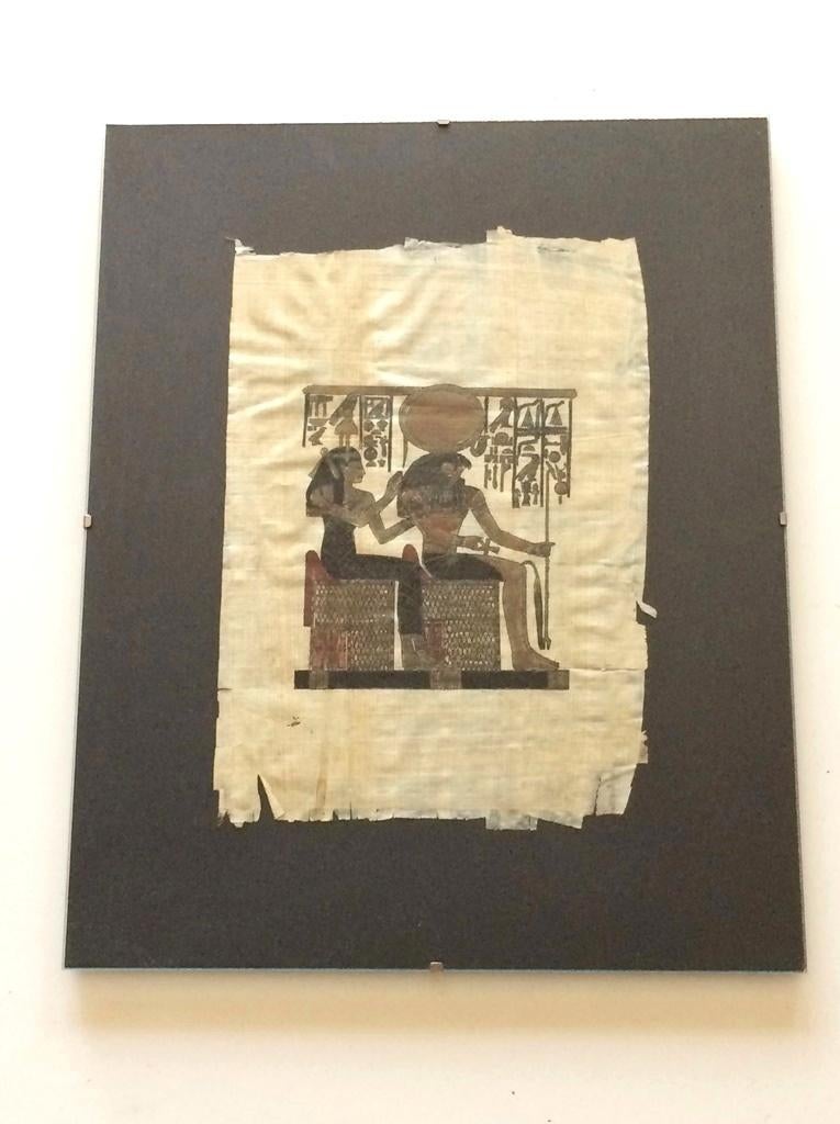 Papyrus onder glas  'Horus & Imentet ' (35 x 28) NIEUW!, Minder dan 50 cm, Oorspronkelijke maker, Nieuw, Ophalen of Verzenden