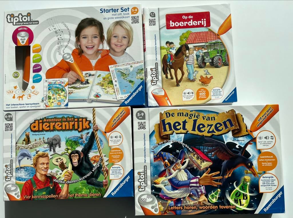 Tiptoi set: 4 educatieve speelsets MET STIFT- NIEUW, Kinderen en Baby's, Ophalen of Verzenden, Nieuw, Taal en Lezen, Met geluid