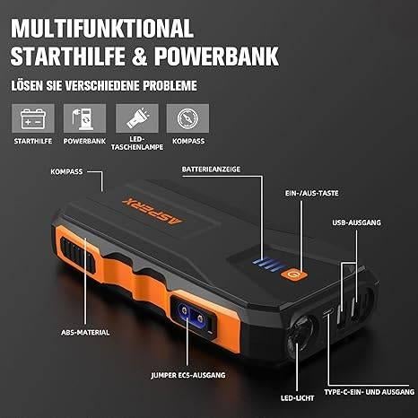 Jumpstarter | 3.000 A | GRATIS LEVERING, Auto diversen, Jumpstarters, ASPERX, -, Verzenden, -