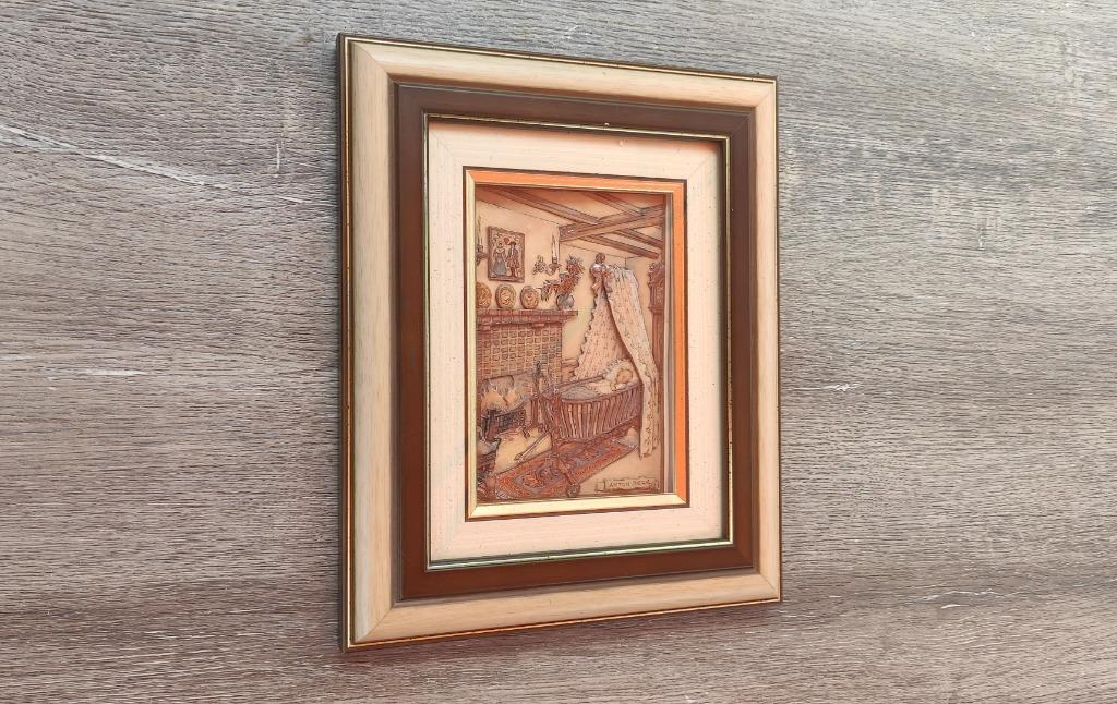 Anton Pieck kind in wieg 3d, 1960 tot 1980, Gebruikt, Ophalen of Verzenden, Prent