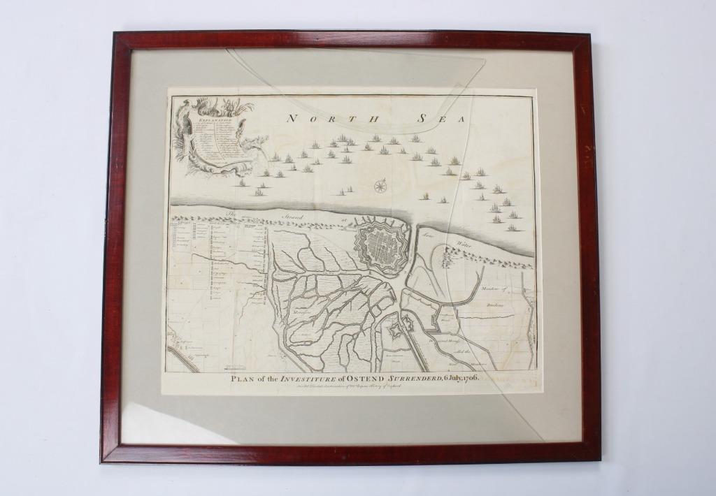 gravure van Oostende, 18de eeuw, Antiek en Kunst, Kunst | Etsen en Gravures, Ophalen