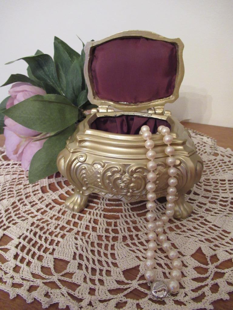 juwelenkistje-sieradenkistje-shabby chic-VINTAGE, Ophalen of Verzenden, Brons
