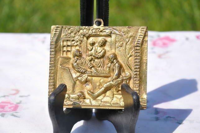 §plaque decorative en laiton bruegel, Antiquités & Art, Enlèvement