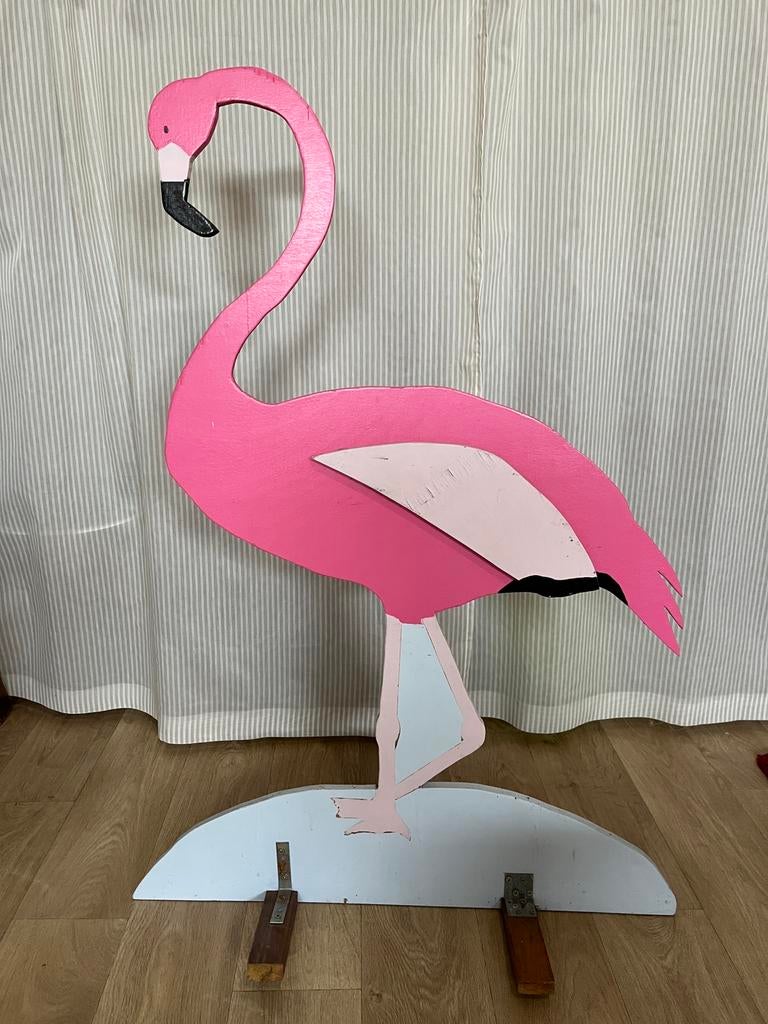 Houten flamingo decoratie of geboortebord, Ophalen, Zo goed als nieuw, Geboortebord