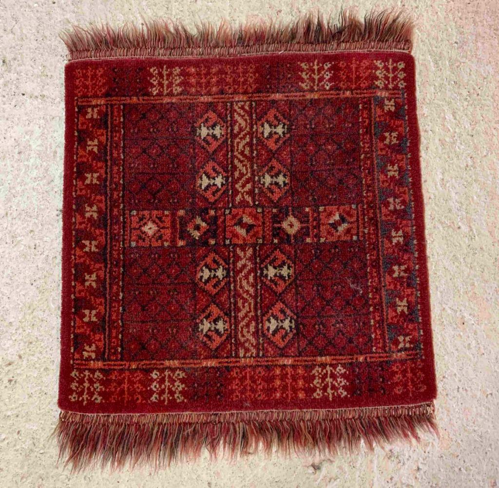 Vintage vierkant tapijt roestbruin tinten 48/48, Ophalen of Verzenden