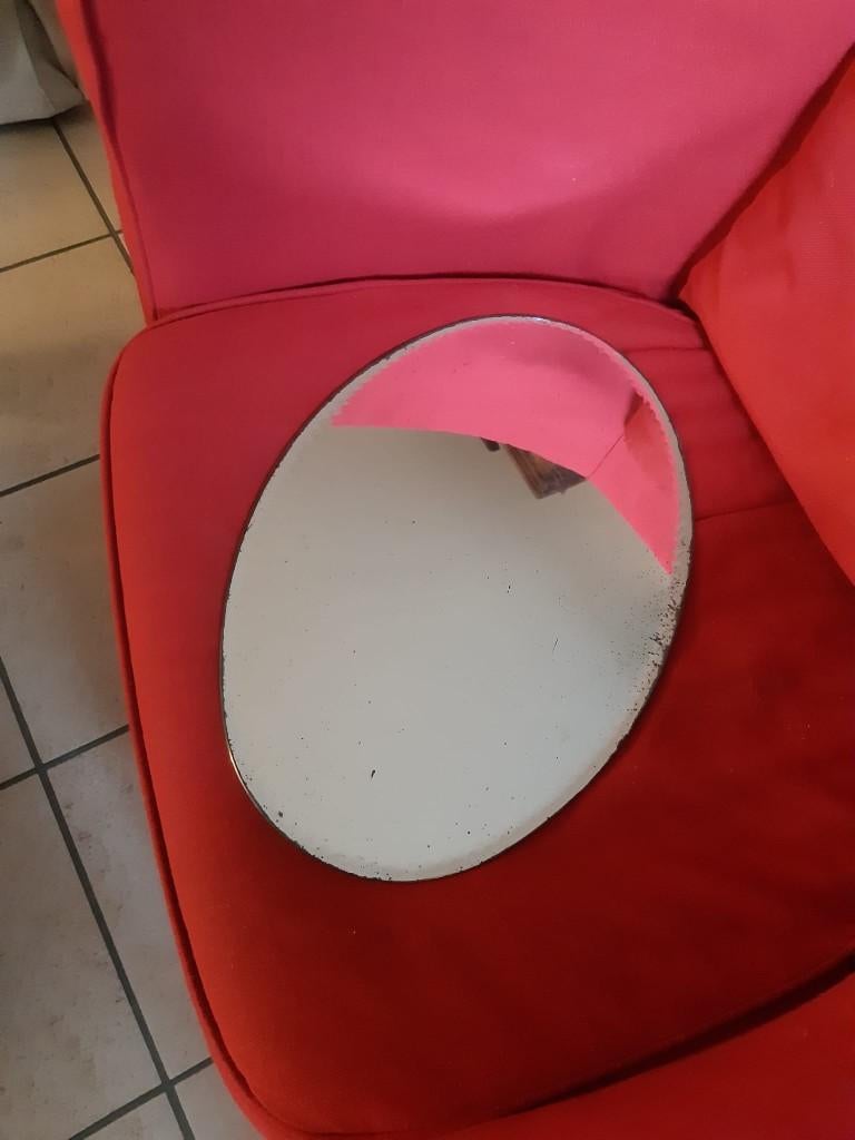 Gratuit : Miroir vintage ovale 27X41 cm - piqué par endroits, Enlèvement ou Envoi, Ovale
