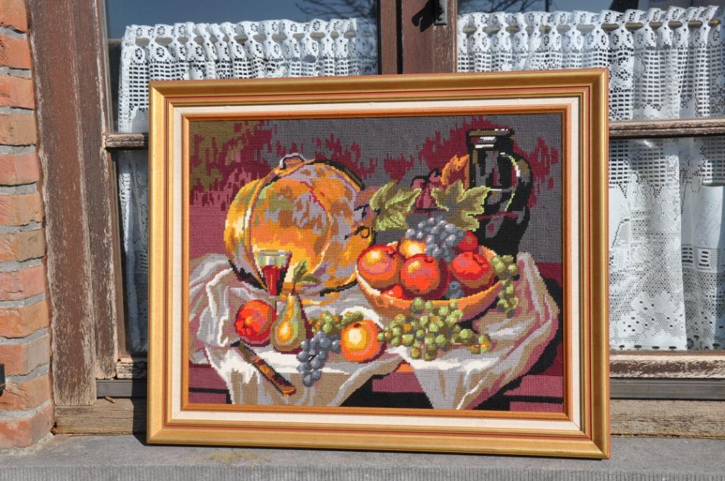 cadre tapisserie coton nature morte, Enlèvement ou Envoi, Utilisé