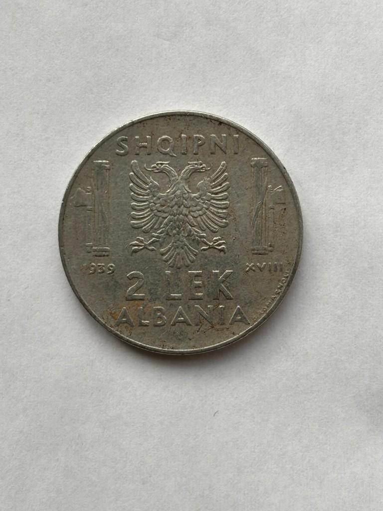 Très belle pièce d'Albanie: 2 LEK - 1939 Magnétique (TTB), Enlèvement ou Envoi, Autres pays, Monnaie en vrac