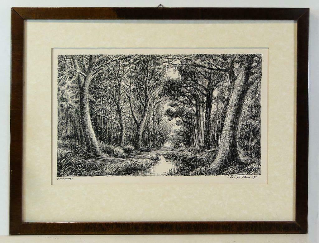 tekening van Luc De Pauw -  Ingang van het bos, Ophalen of Verzenden