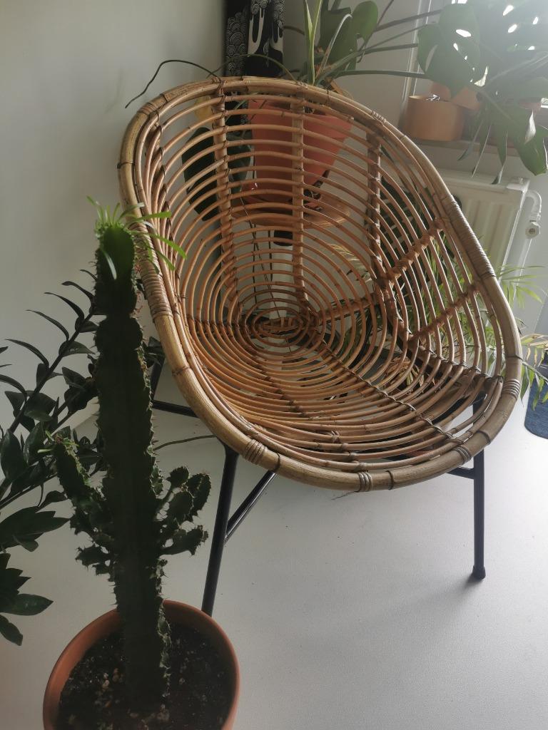 vintage rotan stoel - rattan - rotin, Huis en Inrichting, Stoelen, Ophalen, Gebruikt, Overige kleuren, Vintage
