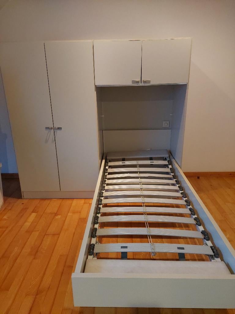 Kast en bed, Gris, Une personne, Utilisé, 200 cm