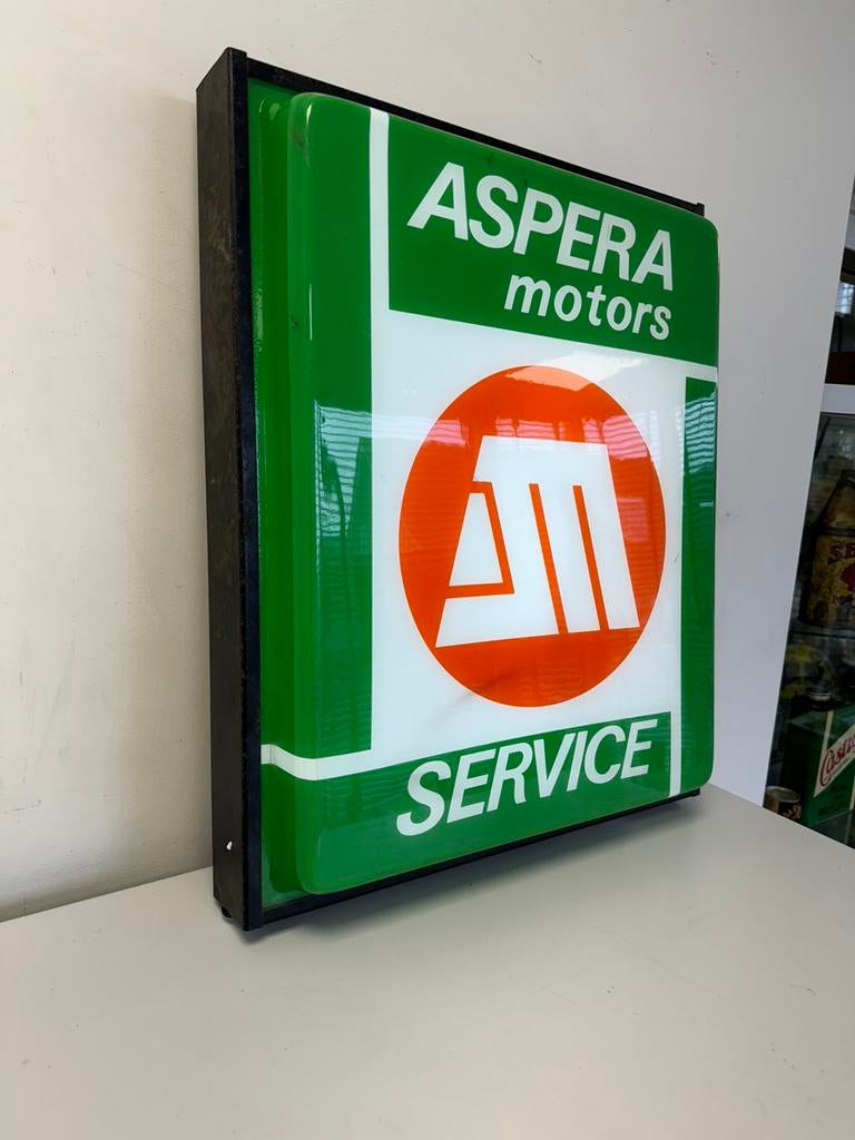 ASPERA motors oude reclame lichtbak, Ophalen of Verzenden, Gebruikt, Lichtbak of (neon) lamp