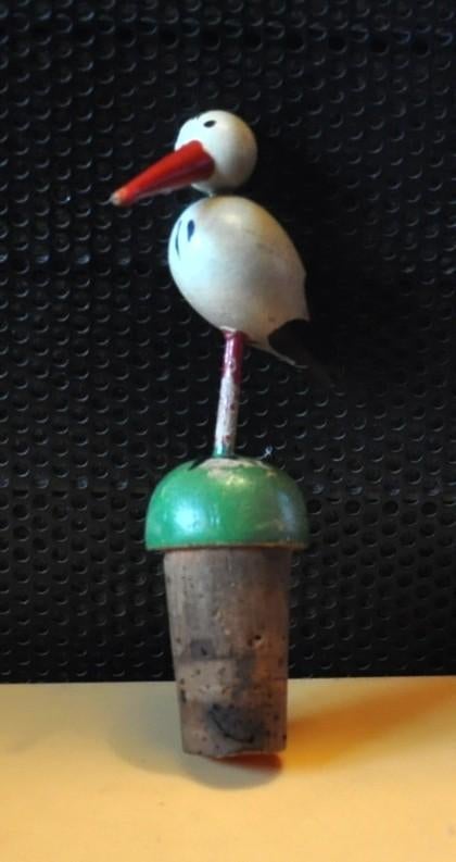 bouchon de bouteille vintage cigogne en bois, Enlèvement ou Envoi, Utilisé