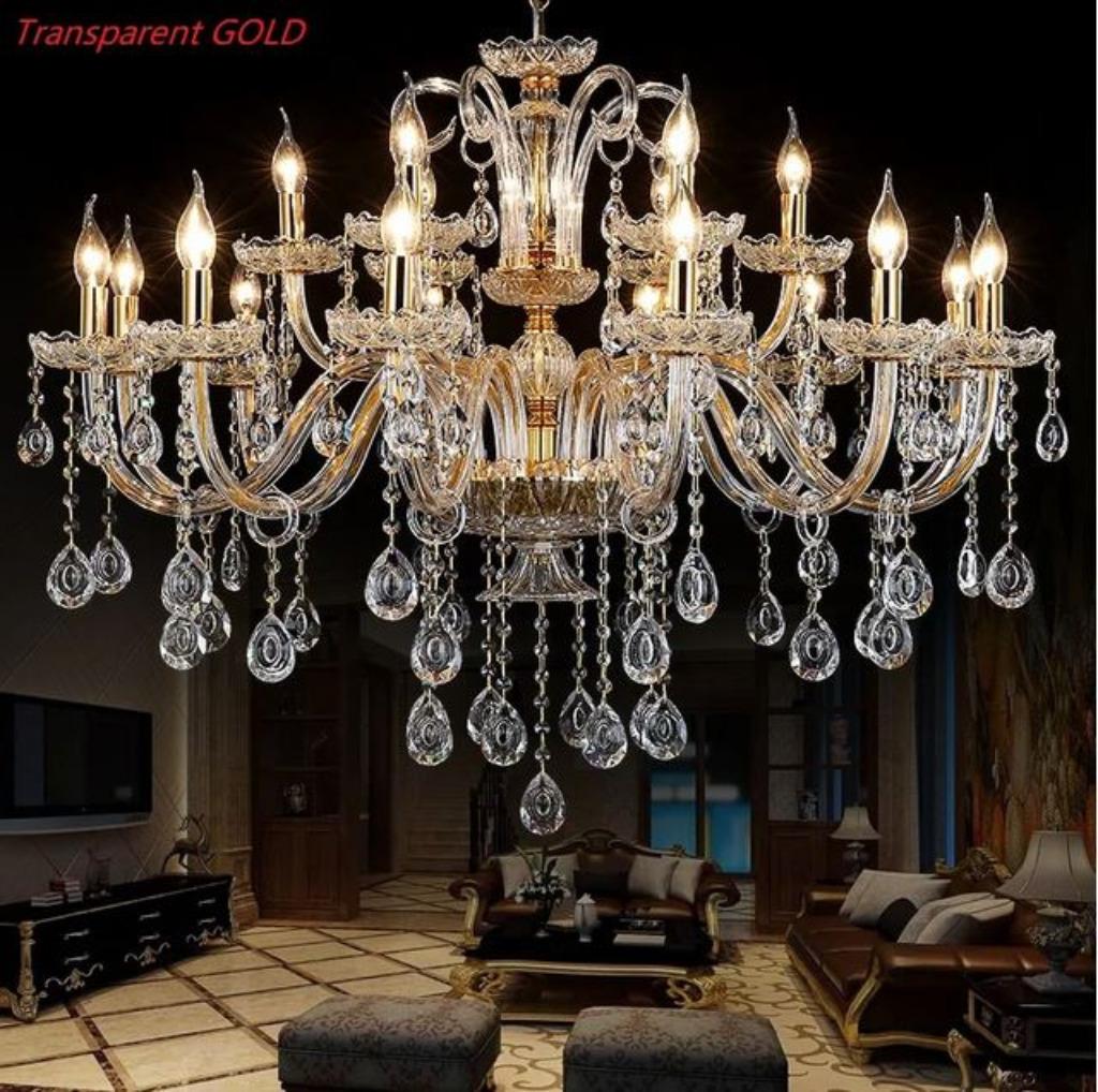 Chique Designer Kroonluchter 15 Armen Trans-Gold Incl. Led's, Ophalen of Verzenden, Nieuw
