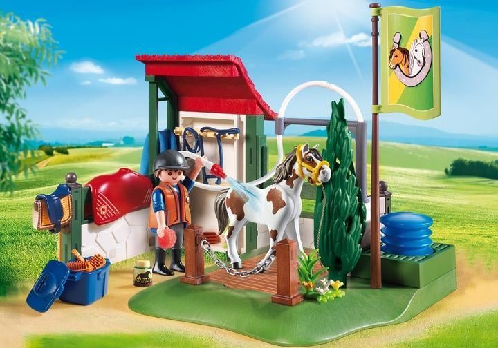 Playmobil paarden - 6929 paardenwasplaats *compleet*, Ophalen of Verzenden, Zo goed als nieuw, Complete set