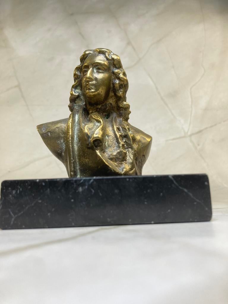 Buste en bronze sur socle en marbre noir, style Art Déco, Antiquités & Art, Enlèvement ou Envoi
