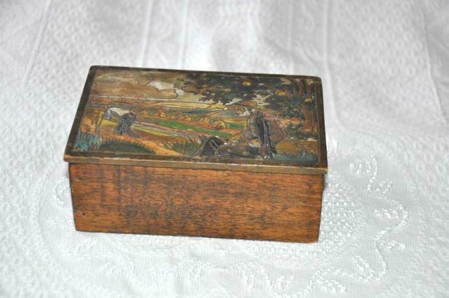 boite en bois dessus gravé la moisson, Antiquités & Art, Enlèvement ou Envoi