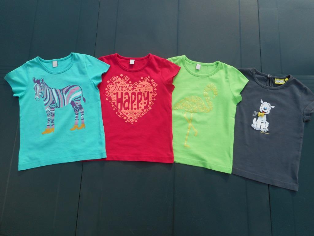 Pakket met 4 T-shirts korte mouwen voor meisje maat 98-104, Kinderen en Baby's, Kinderkleding | Maat 104, Gebruikt, Meisje, Shirt of Longsleeve
