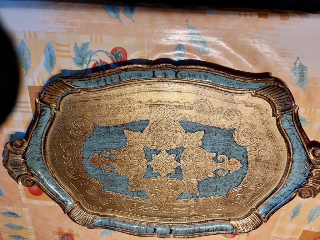 Vintage kleurig dienblad en onderleggers - theelichtjes, Ophalen, Zo goed als nieuw
