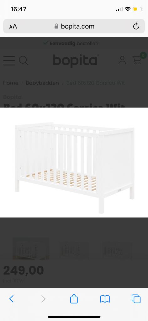 Bopita babybed, Kinderen en Baby's, Babywiegjes en Ledikanten, Ophalen, Zo goed als nieuw, Ledikant
